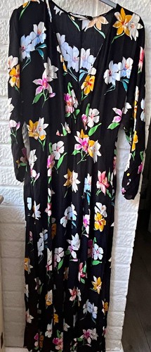 Zara black floral neck long - zara,