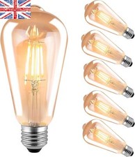 ST64 LED Edison Bulbs, 4W Equivalent 40W Warm White Light Amber Glass 2700K 6PCS