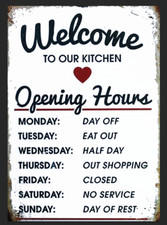 Kitchen Welcome Metal Plaque