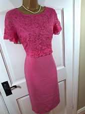 Kate Cooper Pink Floral Lace Lined Overlay Dress, UK 12, Perfect Condition