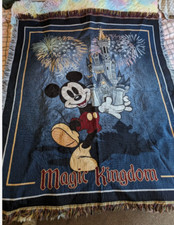 Vintage Disney Mickey Mouse Magic Kingdom World Wall Tapestry Throw Rug RARE