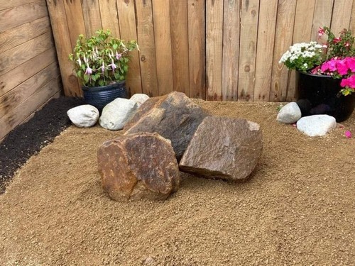 Golden granite rockery - golden,