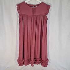 Next Ruffle Satin Dress Girl's Size 16yrs Rose Pink Short Lined