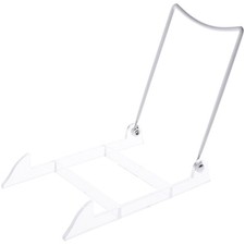 Bard's Folding White and Clear Plastic Easel Stand, 7.5" H x 5" W x 8" D