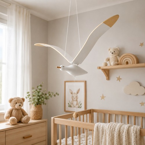 Kinetic wooden bird mobile - kinetic,