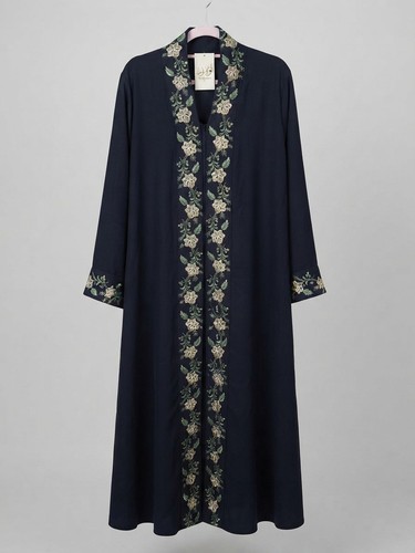 Embroidered nida abaya - embroidered, with