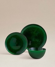 12 Piece - Green Glass Dinner Set