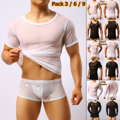 Men sexy mesh sheer vest - sexy,