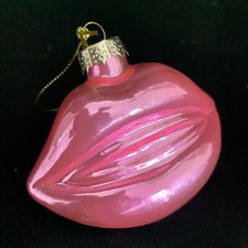 Pink Lips Glass Novelty Bauble