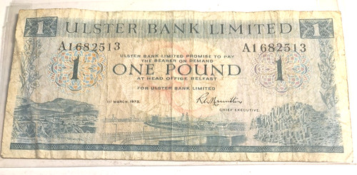 1973 ulster bank one pound - 1973,