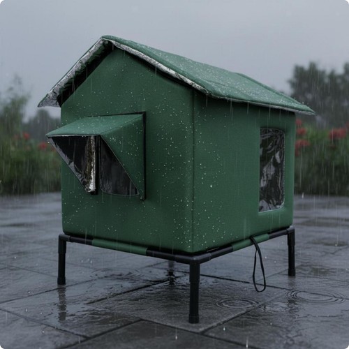 Elevated cat house pitched - elevated,