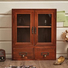 Vintage Small Wall Hanging Cabinet Desktop Storage Cupboard Display Shelf