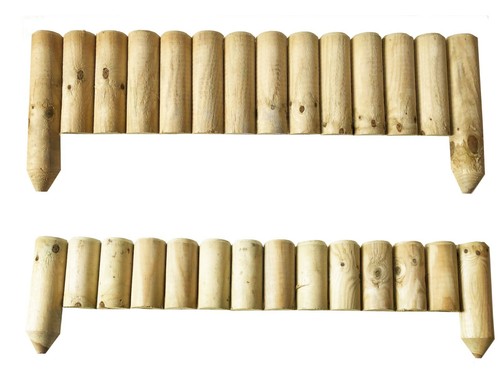 Wooden log picket fence panels - wooden,