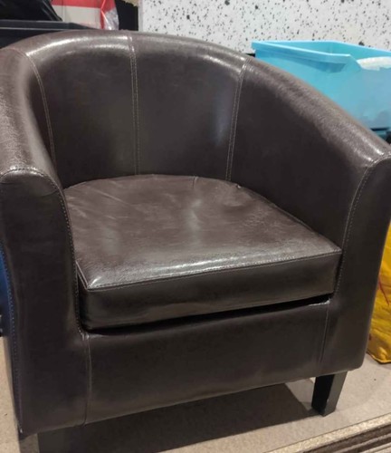 Faux leather brown tub chair - faux,