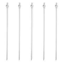  5 Pcs Stainless Steel Barbecue Skewer Flat Kebab Skewers Reusable BBQ
