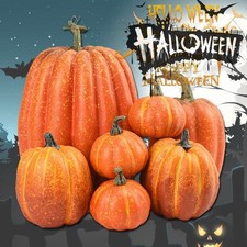 7PCS Artificial Assorted Pumpkins Mini Fake DIY Pumpkin Autumn Decorations UK