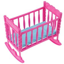Mini Pink & Blue Dolls Bed Cot
