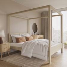 King Size Four Poster Bed Frame in Oak - Victoria VCT011