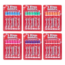 6 Bingo Dabbers Ticket Felt Coloured Markers Pens Non Drip Ink Daubers