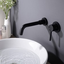 Wall Mounted Basin Mixer Tap Black Bathroom Sink Taps Brass Concealed Faucet