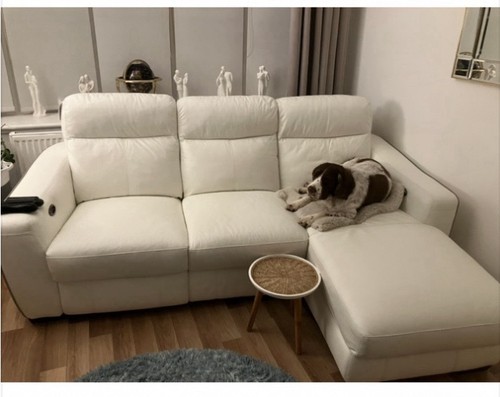 Cream leather sofa with - leather, a