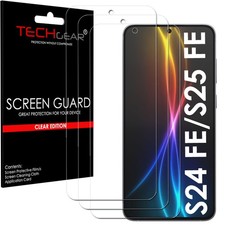 3 Pack of TECHGEAR CLEAR Screen Protectors For Samsung Galaxy S25 FE / S24 FE 5G