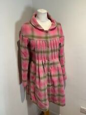 Odd Molly plaid wool coat Size 2 UK 10 *flaw pleated fitted lined cute pretty