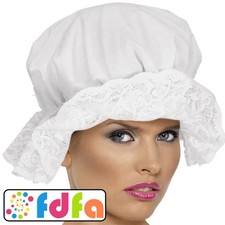 Smiffys White Mop Mob Cap Victorian Adults Ladies Fancy Dress