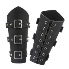 HZMAN Adults Faux Leather Arm Guards - Medieval Belt Buckle Bracers - One Siz...