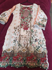 Indian Pakistani Women's Embroidered Dress Stitched Salwar Kameez Small 