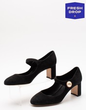 RRP €580 DOLCE & GABBANA Suede Leather Mary Jane Shoes EU37 UK4 US7 Logo Button