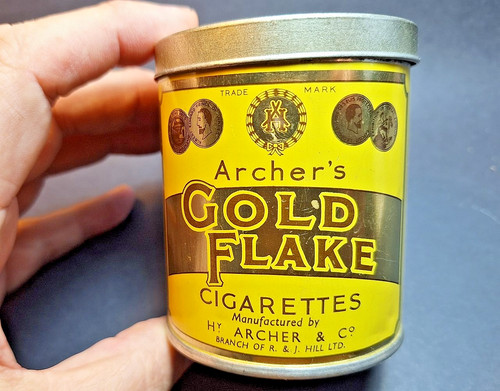Gold flake cigarettes tin - gold,
