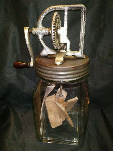 Vintage glass butter churn - glass,