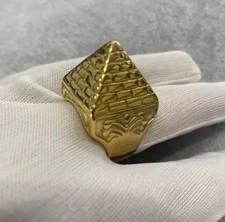 Gold Plated Pyramid Ring Heavy Polished Unisex Excellent Cut Solid UK