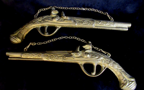 Pair retro vintage solid - , brass