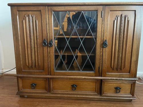 Solid oak wooden cabinet - solid,