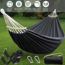 Hammock Bed Breathable Hanging Swing Spreader Bar Garden Hammock Camping Canvas