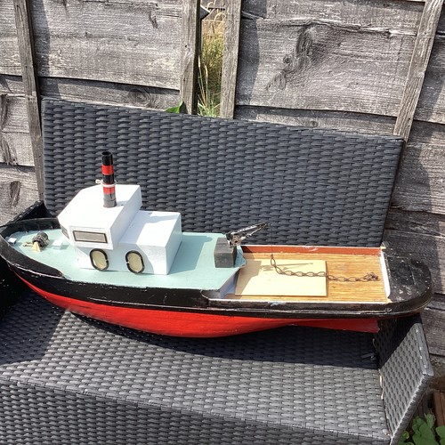Vintage wooden model tug - wooden,