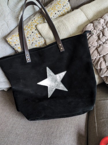 Black suede bag with - black,