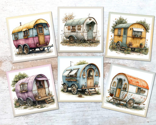 Romany caravan card toppers - romany,