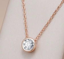 Elegant Necklace Pendant Crystal 585 Rolled Rolled Rose Gold 14K Jewelry Box
