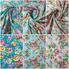 Vintage Floral Rose Polycotton Material Craft Dress Quilting Fabric by Meter 44"