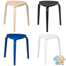 IKEA 3-Legged Solid Wooden Stool Stackable Extra Seat Side Table UK