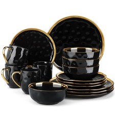 16pcs Dinner Set Black Ceramic
