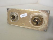 Vintage Brass Light Switch Double Plate Ceramic Old Antique Switches Nickel