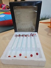 Vintage Harrods Christmas Glass Cocktail Swizzle Sticks Designs Bells X6