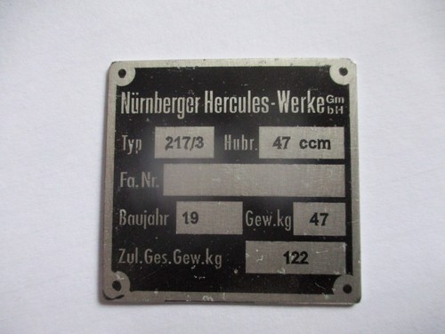 Sign hercules 217 nameplate - hercules, 217/nameplate
