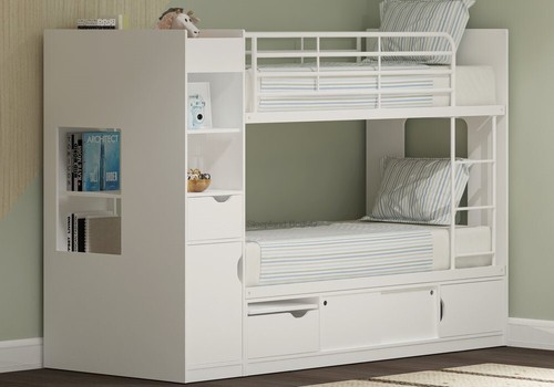 White storage bunk - bunk, bed