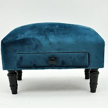 Velvet ottoman footstool with - velvet,