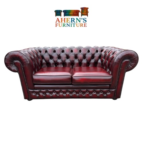 Oxblood leather chesterfield - oxblood,